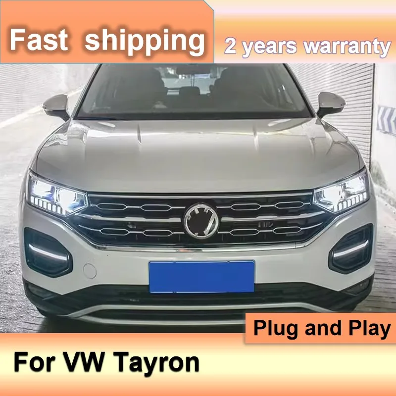 اكسسوارات السيارات لشركة فولكس فاجن تايرون المصباح VW تايرون رئيس ضوء فولكس فاجن DRL بدوره إشارة منخفضة عالية شعاع العارض عدسة #5