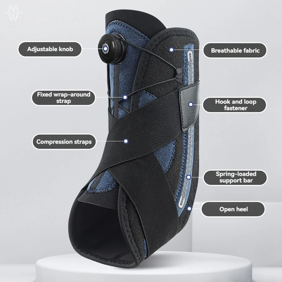 1Pcs Double Side Spring Support Ankle Compression Brace Adjustable Rotating Buckle Sleeve For Basketball Running Daily