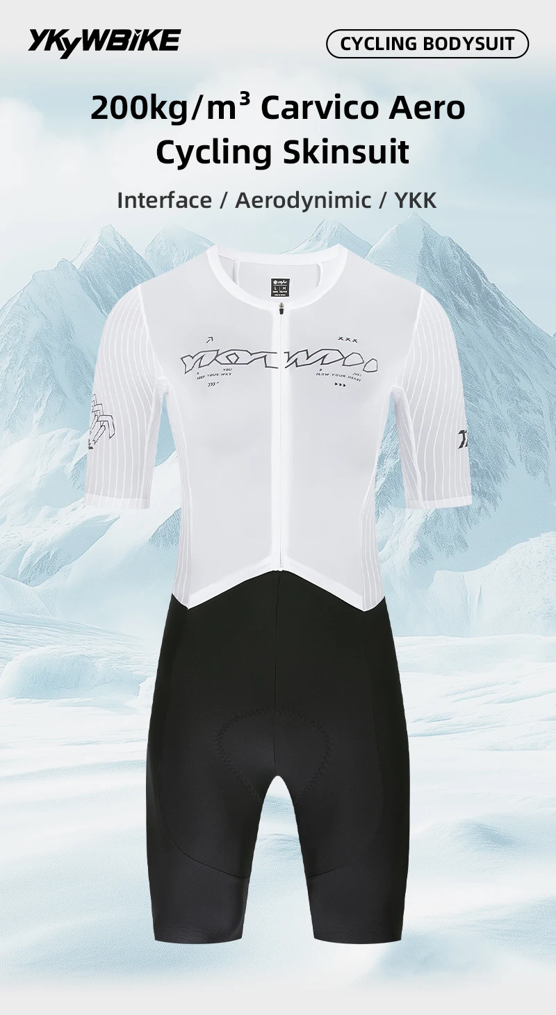 YKYWBIKE Einteiliger Radsport-Skinsuit Italien 200kg/m³ Elastische Interface-Polster Aerodynamisches Rennrad-Set Fahrradbekleidung – Detail 2