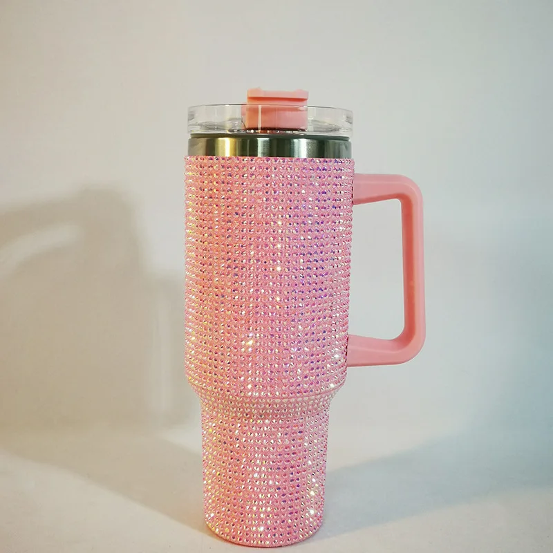 

40oz Zircon Thermos Cup with Handle 304 Stainless Steel Large-capacity Vacuum Coffee Insulated Bottle Portable Car Flasks