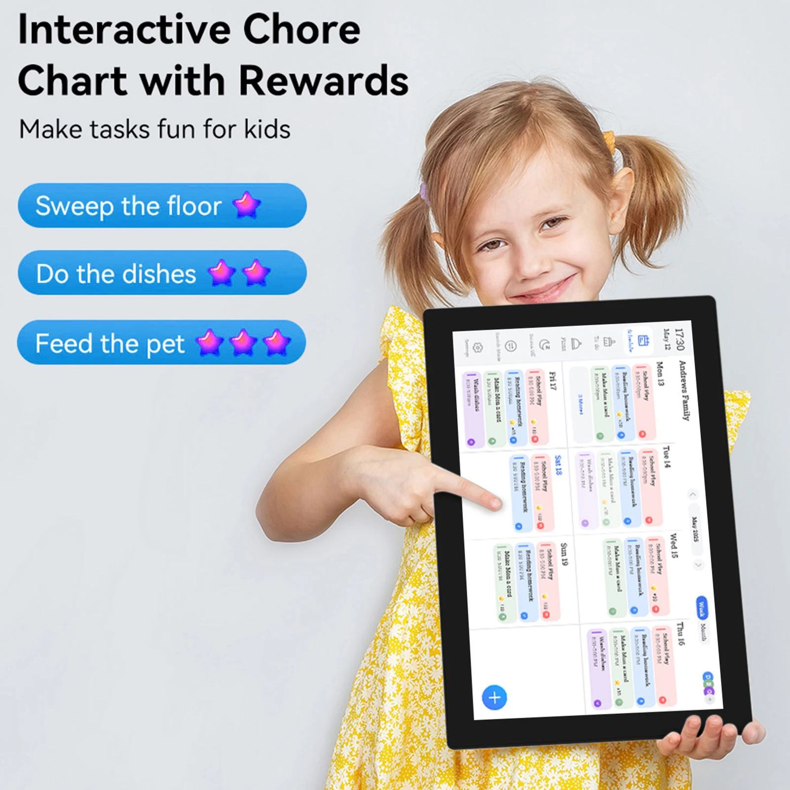 

32GB Digital Calendar Planner Chore Chart 15.6-inch 1080P Full HD Touch Screen Interactive Wall Desk Mount for Scheduling