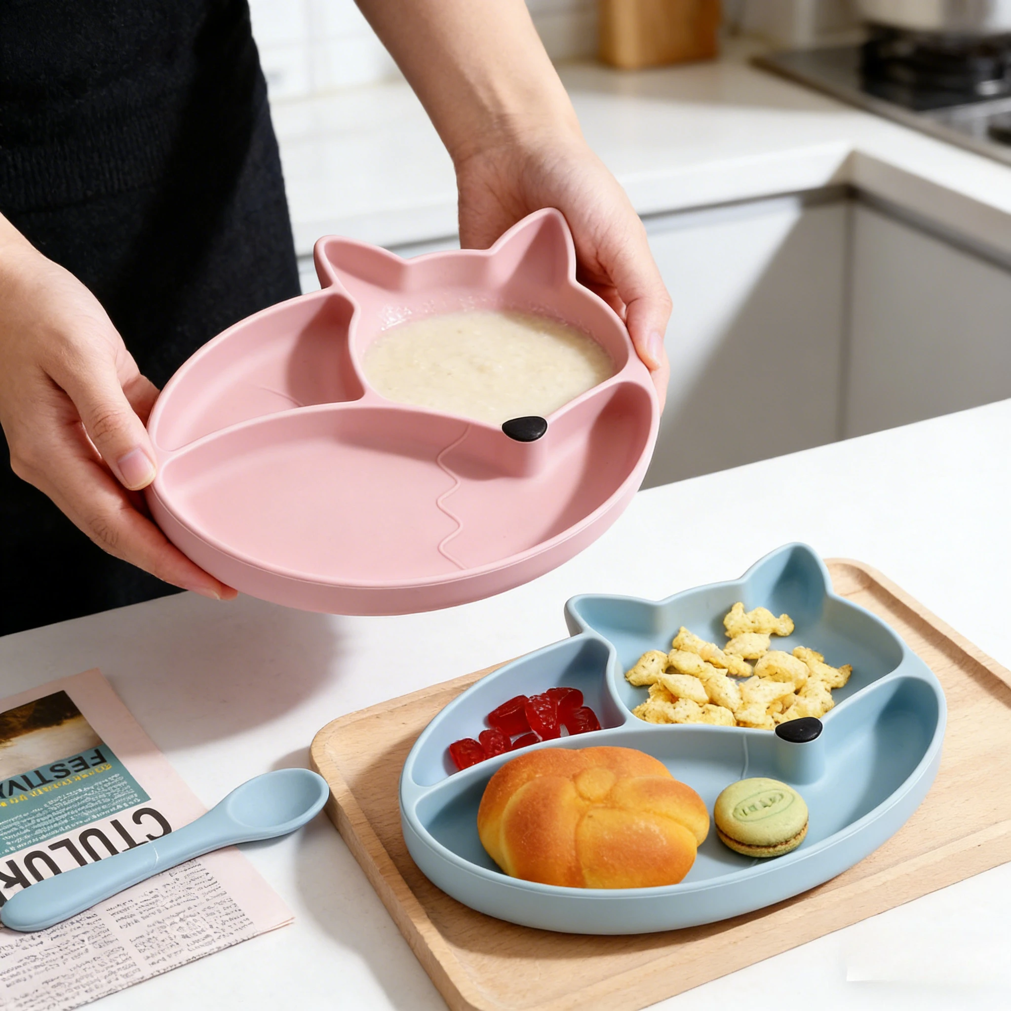 

Новая силиконовая тарелка-присоска для новорожденных: детская посуда для самостоятельного кормления, миска для прикорма