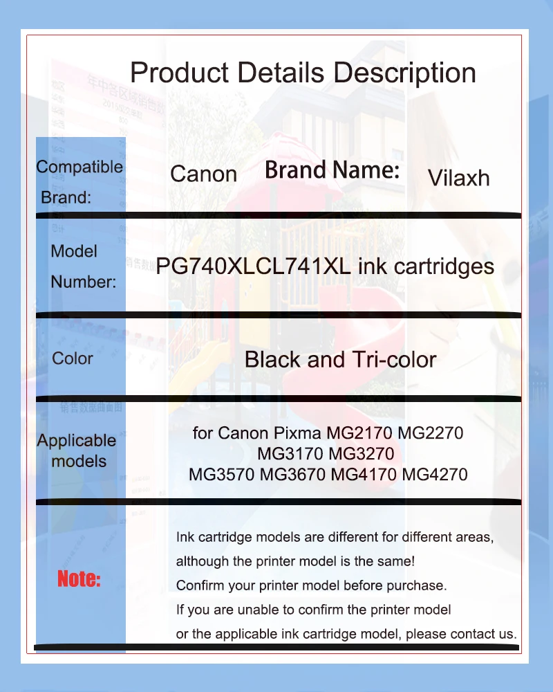 vilaxh PG740 CL741 pg740 Ink Cartridge Compatible for Canon PIXMA XM377 MX517 MX437 MX377 MG227 MG3170 MG2170 MG4170 Printer