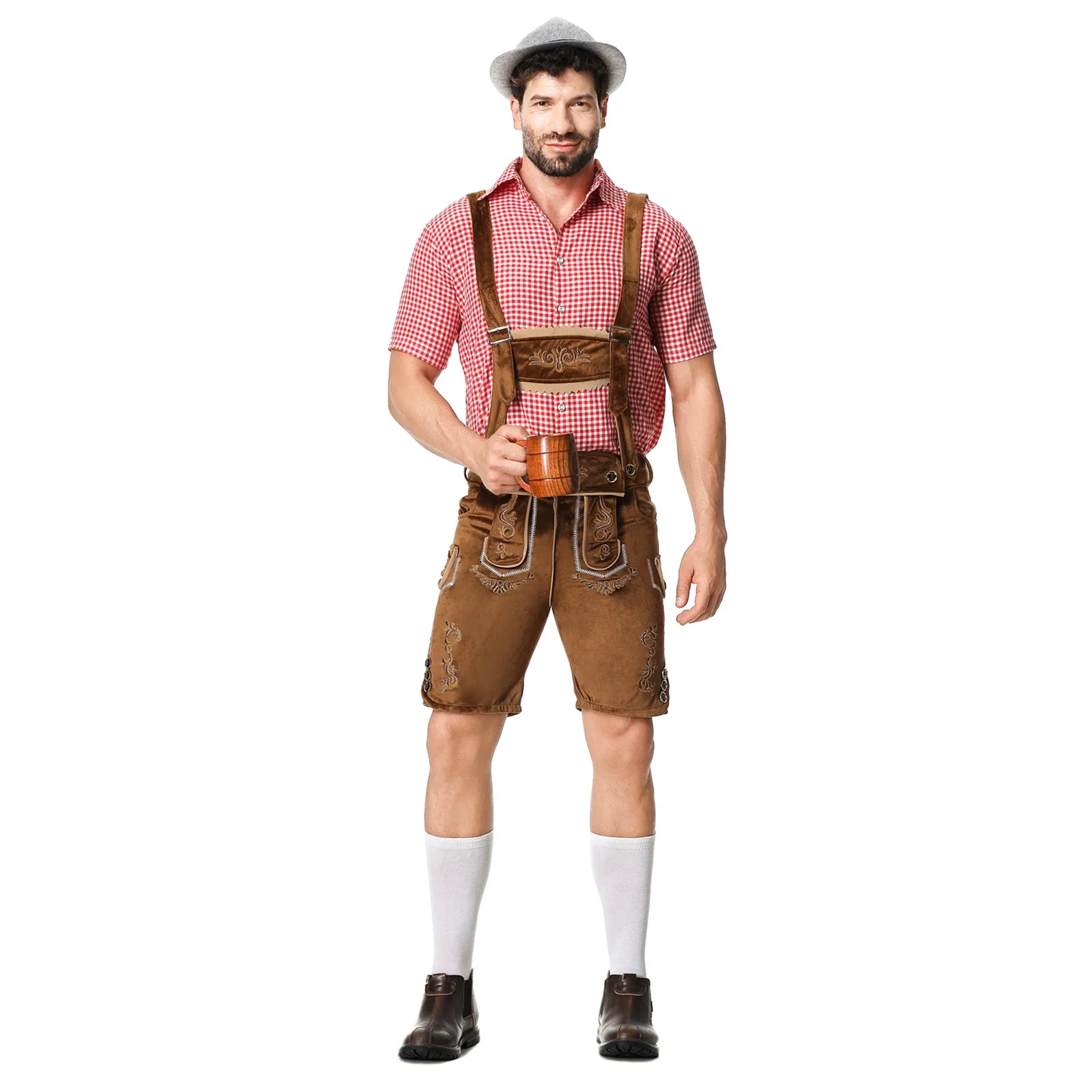 German Oktoberfest Camisole Pants Traditional Vintage Men Bavarian Beer Outfits Cosplay Halloween Carnival Festival Party Wear