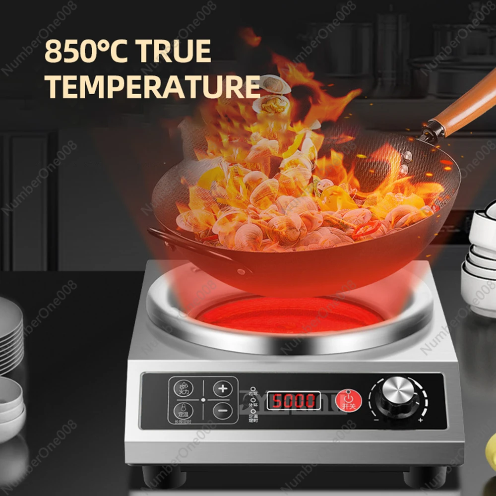 5000W High Power Electric Ceramic Stove, Concave Design Stainless Steel Stir Fry Cooker