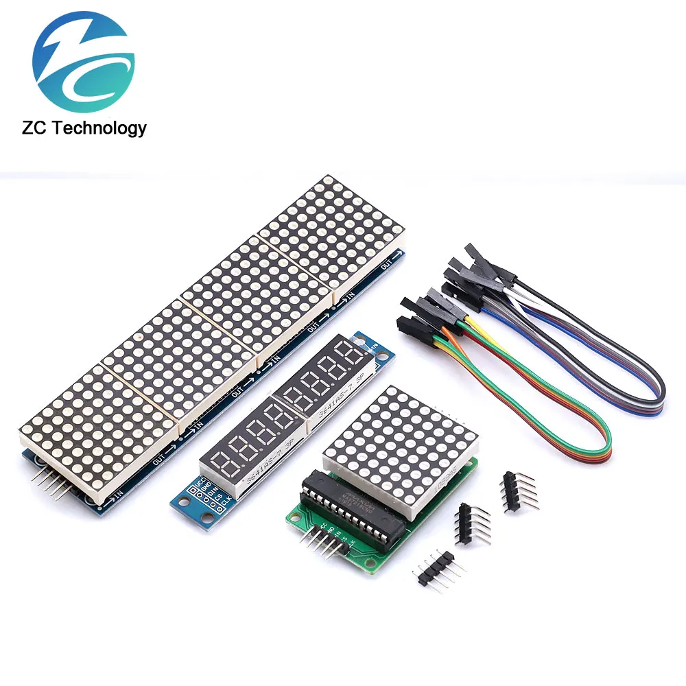 MAX7219 Dot Matrix Module Microcontroller Module Control Module Display Module 4 In One Display With 5P Line For Arduino