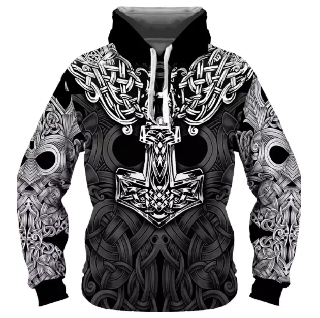 Fashion Viking 3D Print Hoodie Men Women Hoodies Streetwear Oversized Pullovers Hooded Sweatshirts Male Tops Clothing