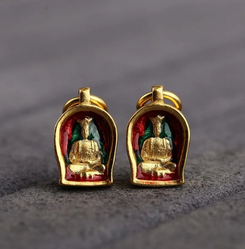 100% 925 Silver Gold Plated Tibetan  Jambhala Mahavairocana Buddha Amulet Green Tara Ganesh Ksitigarbha Buddha Charmsa