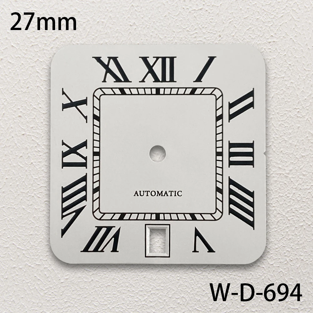 27mm S Logo Square Rome Dial Fit NH35/NH36/4R/7S Automatic Movement Fit 6 O'clock Watch Modification Accessories 3/3.8/4O'clock