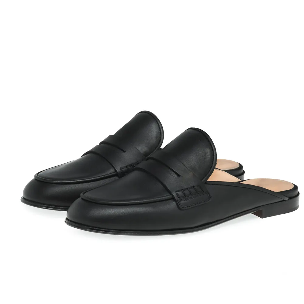 Ladies\' Summer Outdoor Mule Shoes The New Style 2025 Black Camel Color Casual Flat Slippers Suede Shoes