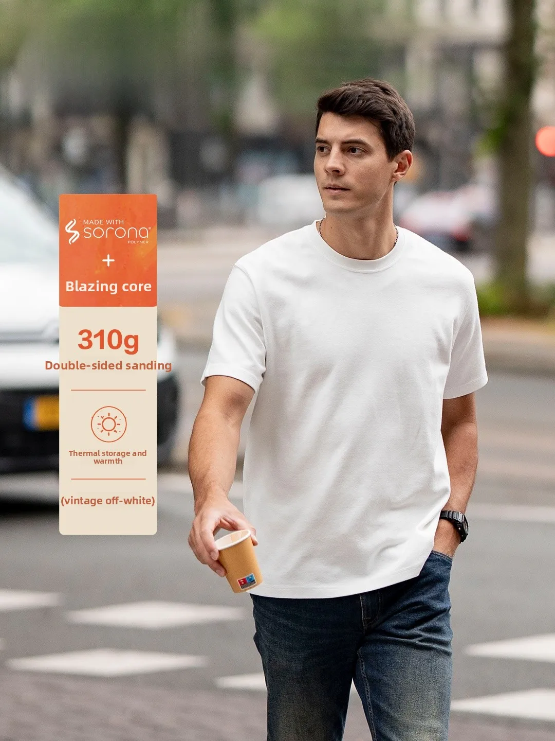 

Simwood Sorona Core Double-Sided Brued ort Sve T-irt 30g Stand Fit Youthful ular Cotton Polyester Blend