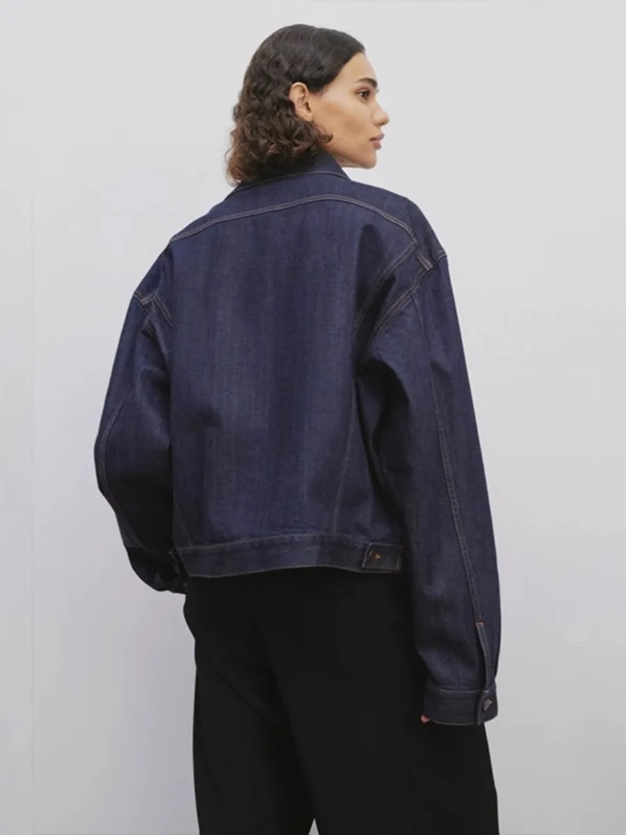 Merk Sapyu Dames Herfst Winter 2024 Nieuwe Klassieke Katoenen Denim Jas Blauw Shirt Vrouwen Hoge Kwaliteit