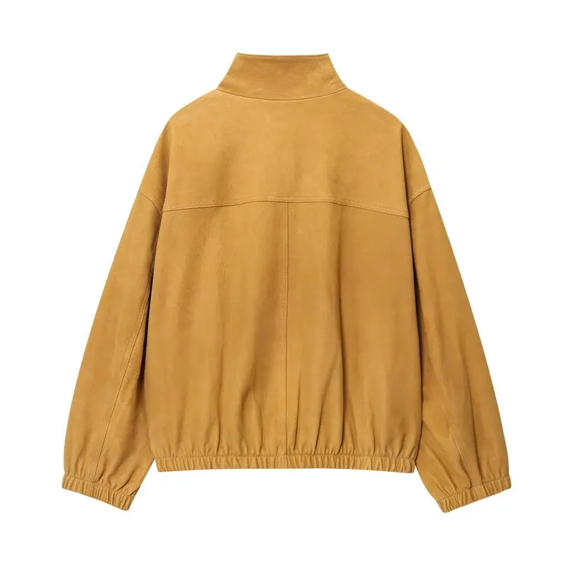 Jesień 2025 Nowa kolekcja damska: skórzana kurtka pilotka, uniwersalna odzież wierzchnia, modny płaszcz dla kobiet, kolekcja jesienna.