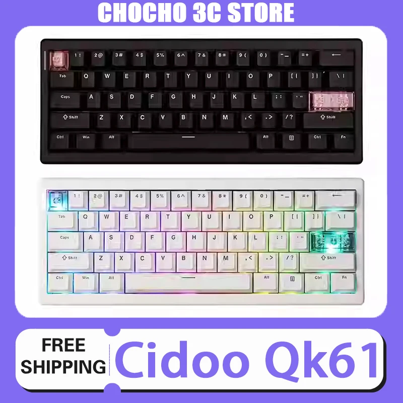 

Механическая клавиатура Cidoo Qk61, Qmk, 3 режима, беспроводная Bluetooth, игровая клавиатура с возможностью горячей замены, прокладка, настройка, офисная клавиатура