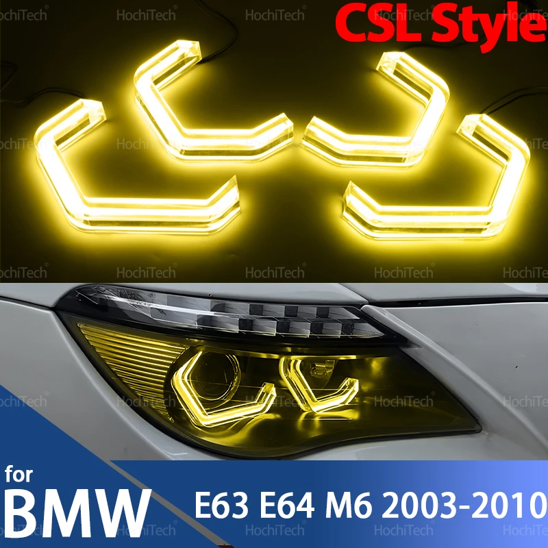 

Для BMW 6 SERIES E63 E64 630Ci 630i 645Ci 650i M6 2003-10 Модернизация M4 Стиль Лимонно-желтый Белый Фара CSL Стиль Angel Eyes Комплект