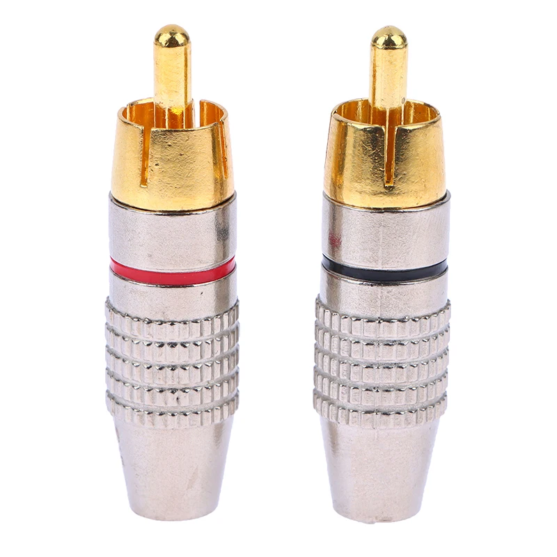 2 Pcs RCA Male Plug Connector Non Solder AV Audio Video Locking Cable Plug Adapter Solderness For Video CCTV Camera Security