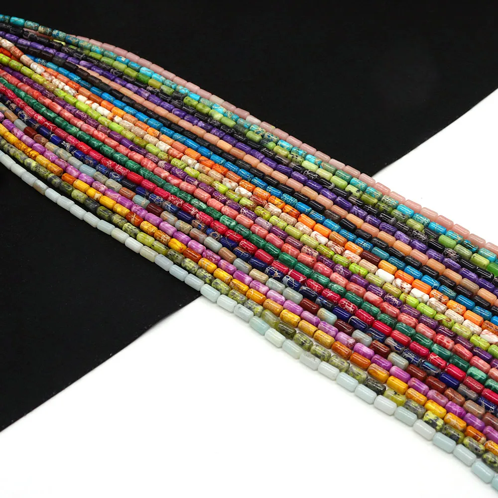 

Multi-Color Dyed Imperial Stone Semi-Precious Straight Hole Cylindrical Loose Beads Vintage Women's Necklace Bracelet Materials
