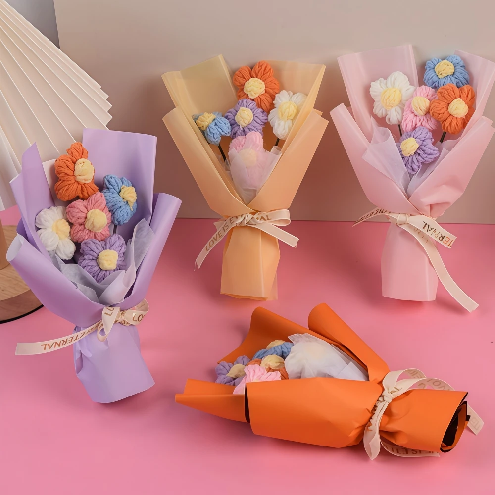 1 Stück gestrickter Wollstrauß zum Valentinstag, Geburtstag, Hochzeit, Brautparty, Muttertag, Erntedankfest, Souvenir, Party-Geschenk