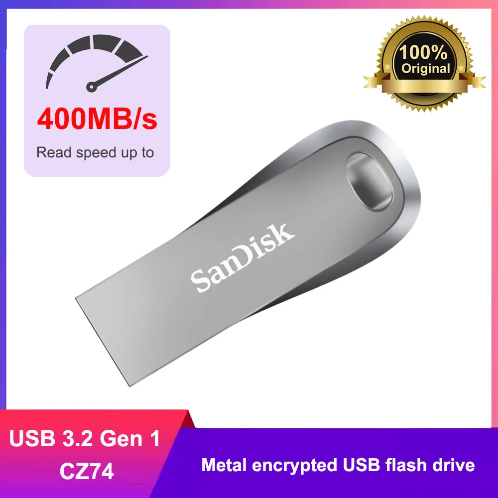 Sandisk SDCZ74 USB 3.2 Gen 1 Flash Drive 32GB 64GB 128GB 256GB 512GB Pendrive Memory Stick 150MB/s Metal Encryption U Disk