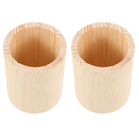 2 Pcs Painting Pen Pot Wood Container DIY Box Pencil Holder Wooden Pot Pencil Holder Solid Wood Organize Storage