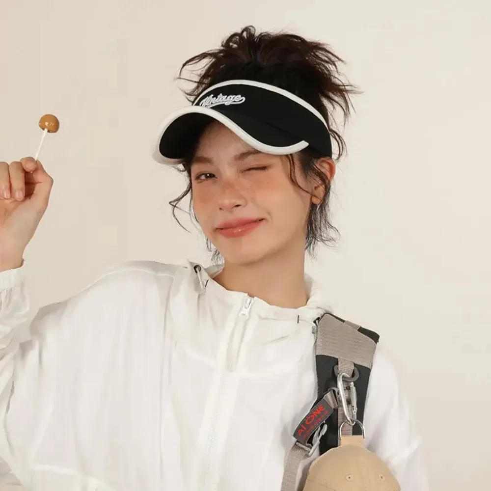 قبعة شمس كاجوال كلاسيكية من الأعلى ، مقاومة للشمس ، لا تبلغ ذروتها ، ومطرزة ، وجيدة التهوية