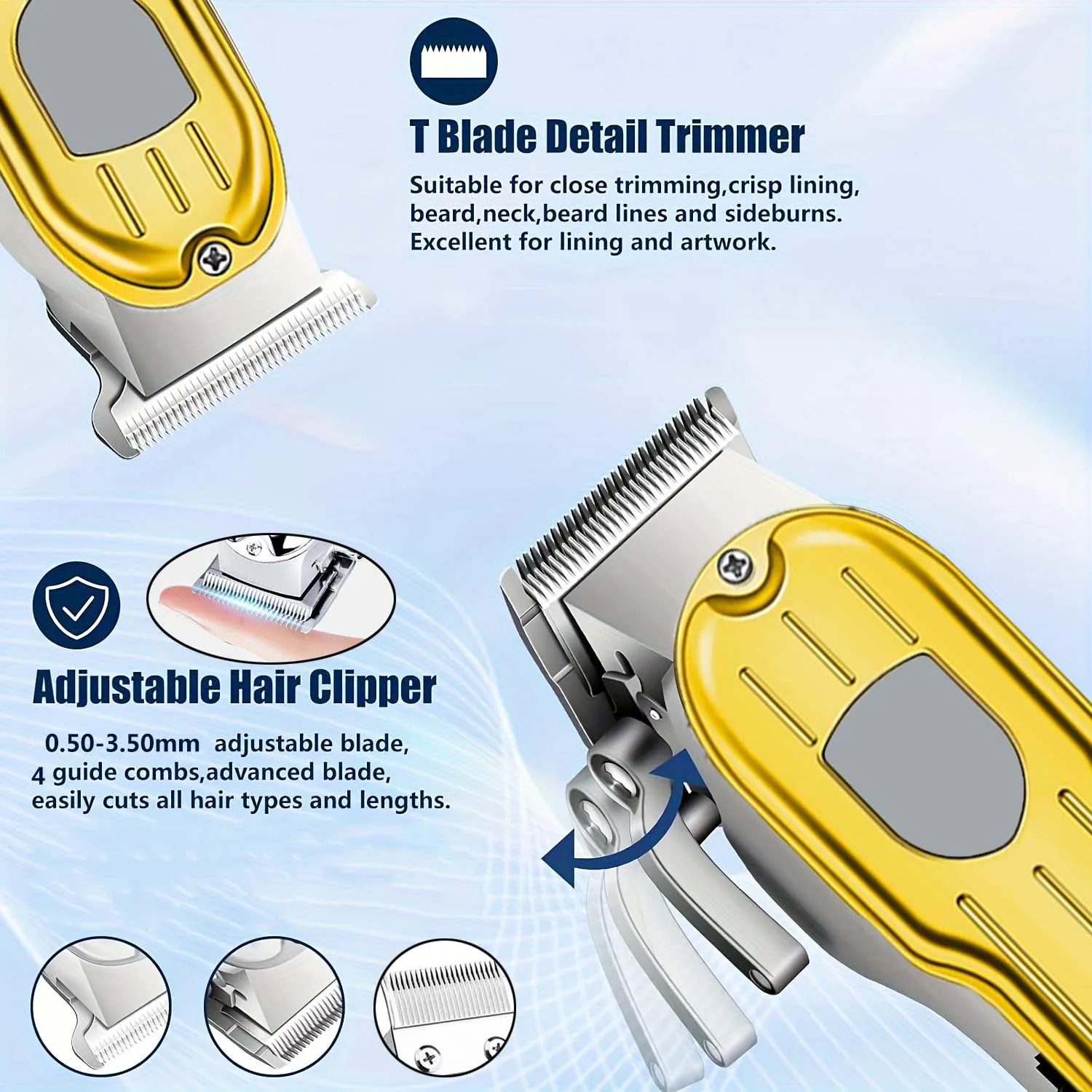 3-in-1-Haarschneidemaschine für Männer, Bartschneider-Sets, Elektrorasierer, Haarschneidemaschine, Trimmer, T-Klinge für Friseur, Zuhause, als Geschenk – Detail 4