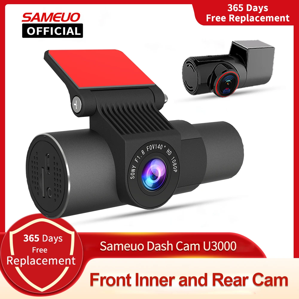 

Dash Cam 3 Camera Car Dvr Video Recorder Night Vision Auto Recording Wifi 24H Park Dashcam Front Rear Inner Three Lens Sameuo