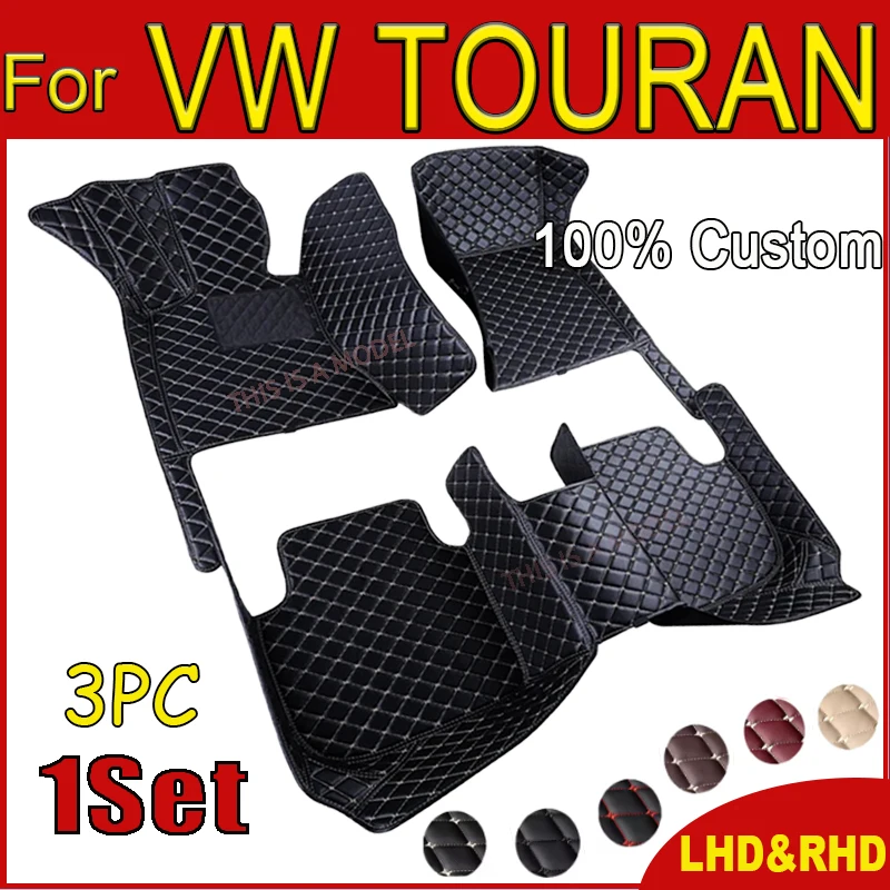 

Автомобильные коврики для Volkswagen TOURAN, 7-местные 2006-2015 2014 2013 2012 2011, индивидуальные автомобильные подставки для ног, искусственная Обложка для интерьера