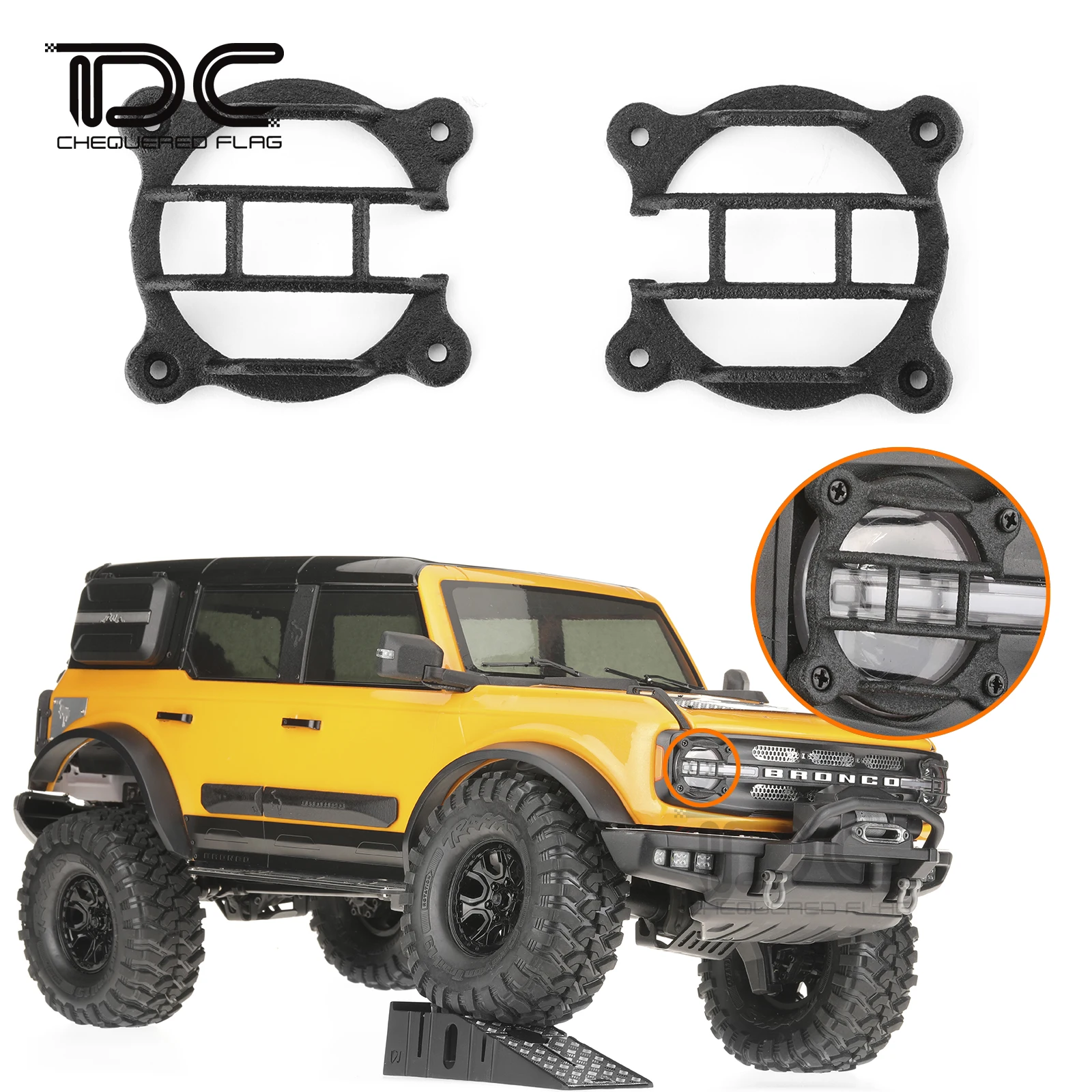 

Headlamp Cover 3D Front Lamp Guard 1/10 for 2021 Bronco New 92076-4 RC Crawler Car Upgrade Accessories