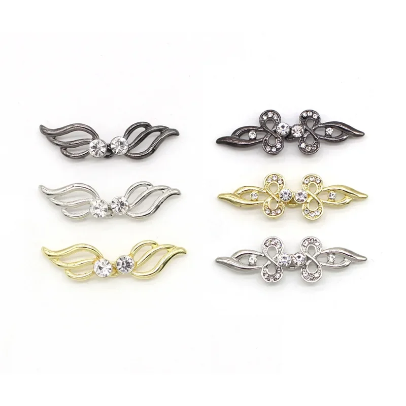 Shiny Crystal Cape Cloak Clasps Fasteners Buckle Brooch Clip Vintage Cardigan Collar Clips Holder