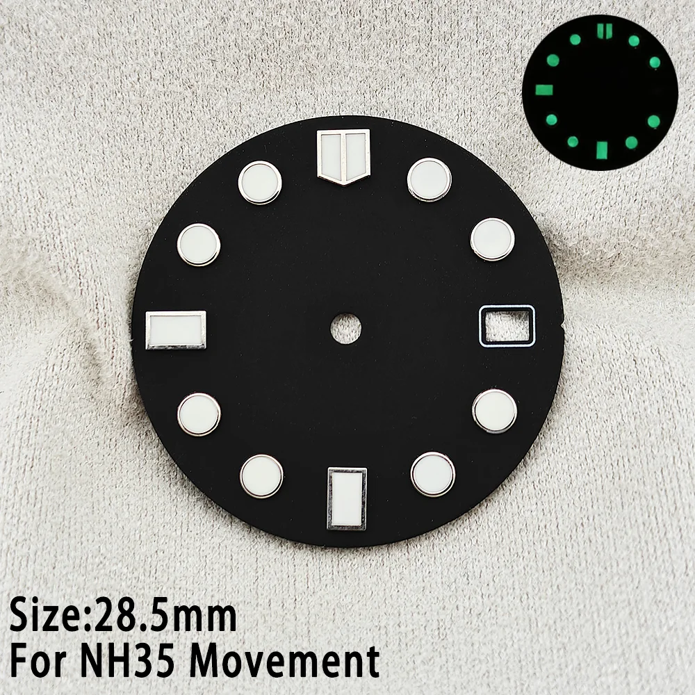 28.5mm Dial Fish Scale Pattern Dial For NH35/36 Single Calendar Dial C3 Green Luminous Watch Accessories Replace parts