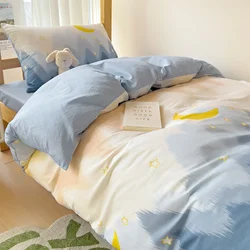 K pop Style Back-to-School Pink Bedding Set Twin Full Queen Size Bed Girls Floral Bed Flat Sheet Pillowcase Kawaii Home Textile