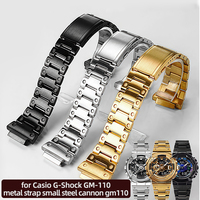 For Casio G-Shock GM-110 metal strap small steel cannon gm110 series solid stainless steel man watch strap Accessory 16mm