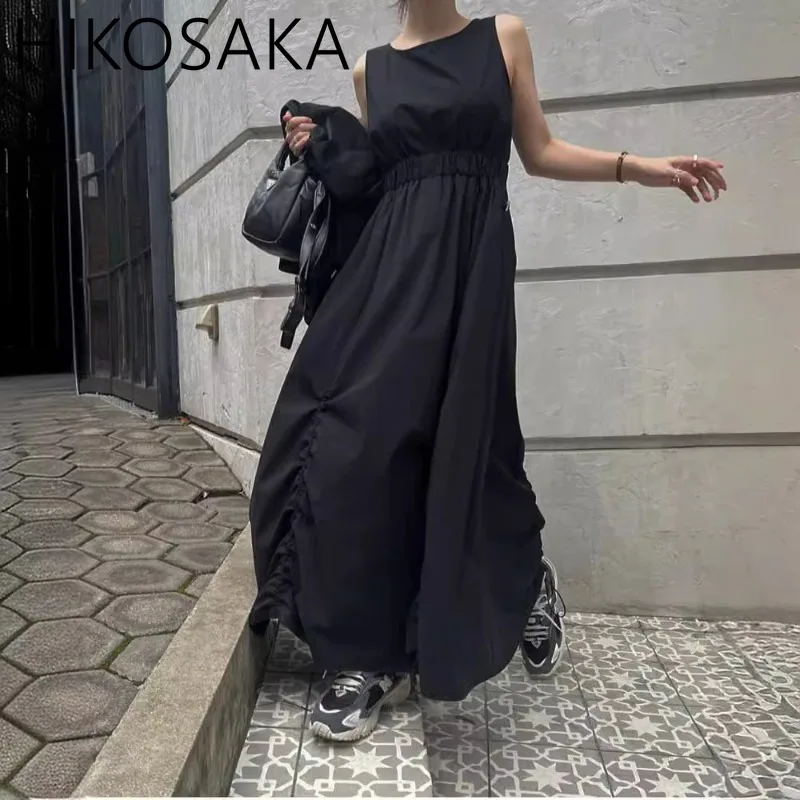 

O-neck Sleeveless Summer Dress For Women High Wasit Slim A-line Robe 2024 New Japanese Casual Elegant Big Swing Vestidos Mujer