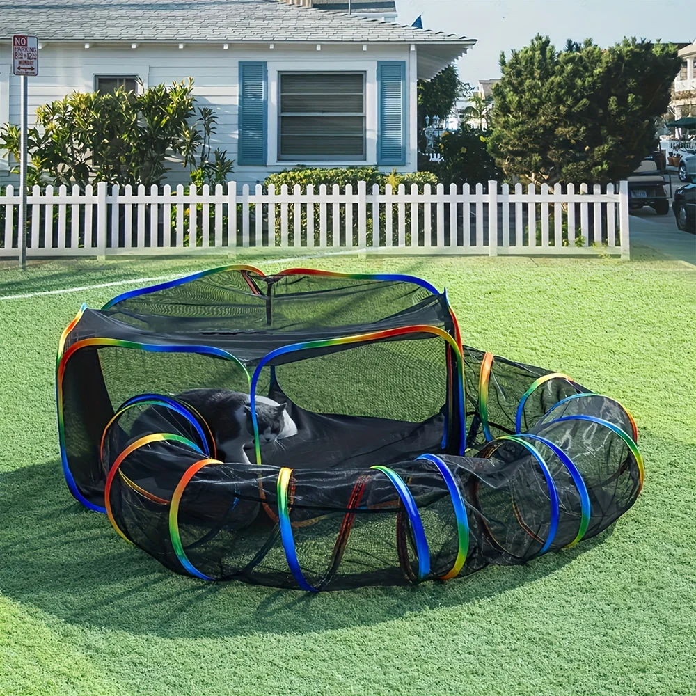 

Pet Fence Cat Tunnel Outdoor Playground Outdoor Cat Cage Outdoor Portable Cat Tent with Storage Bag Outdoor Cat Fence