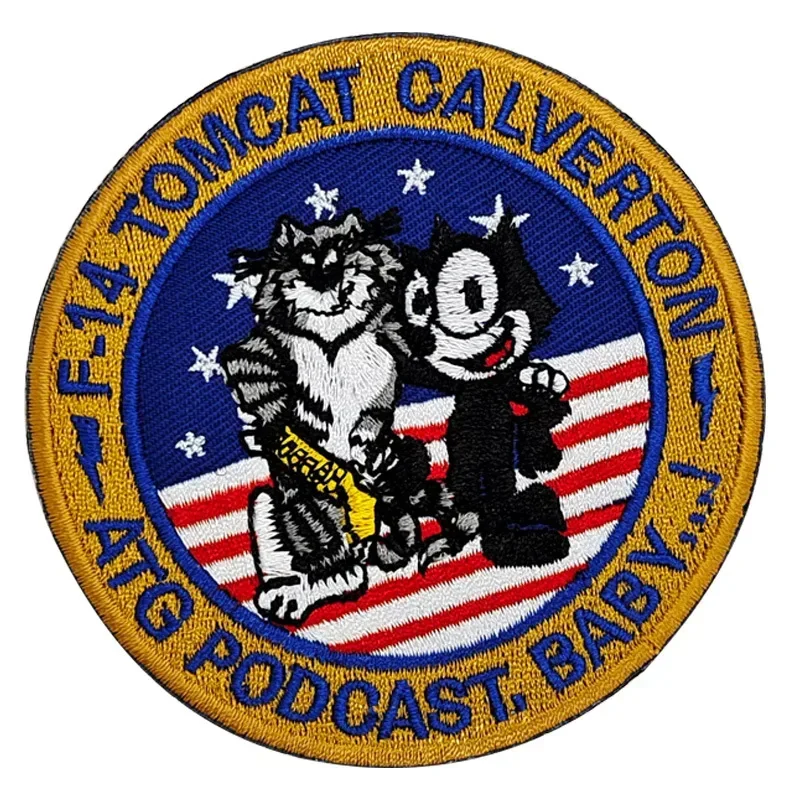 Tomcat F-14 VF-31 Cat Squadron Tactical Accessories Morale Badge Embroidered Hook&Loop Patches Backpack Decoration Sticker