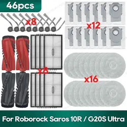 Compatible for Roborock Saros 10R / Qrevo CurvX / Qrevo Curv 2 Pro / Qrevo Curv 2 ProX / G20S Ultra Accessories Spare Parts
