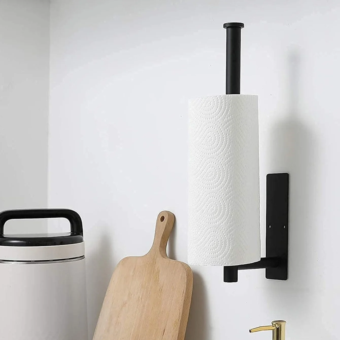 Portarrollos de papel de acero inoxidable - Montaje en pared, autoadhesivo o perforado, fácil de instalar, perfecto para uso en cocina y baño