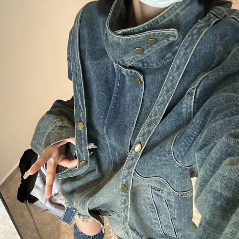 

MODX American retro niche design zipper loose washed denim jacket women's jacket top spring autumn