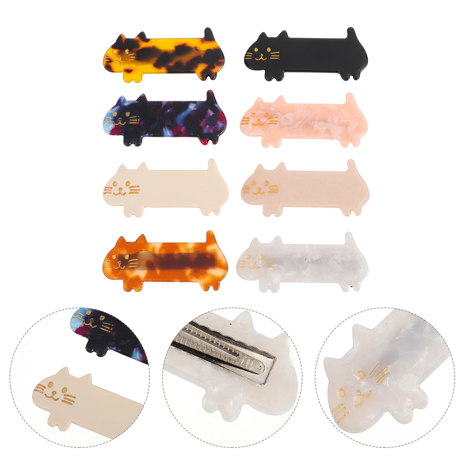 

8 Pcs Cat Hairpin Fashion Accessories Barrettes Kitten Clip Girls Acetate Sheet Iron for Gatherings