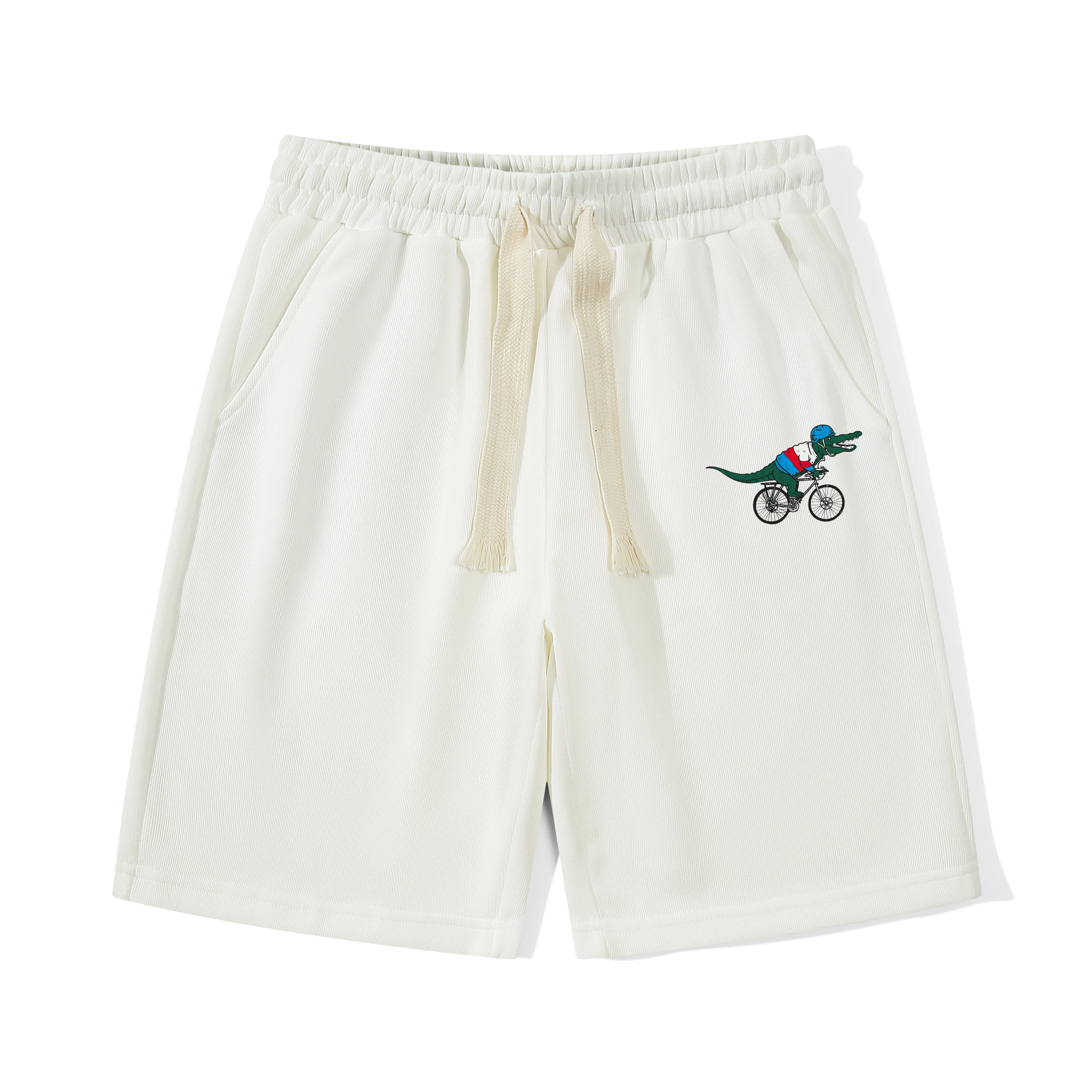 High-Quality Men's Casual Shorts with Dinosaur Print, Soft Cotton, Elastic Waist, Comfortable Summer Wear for Active Lifestyle