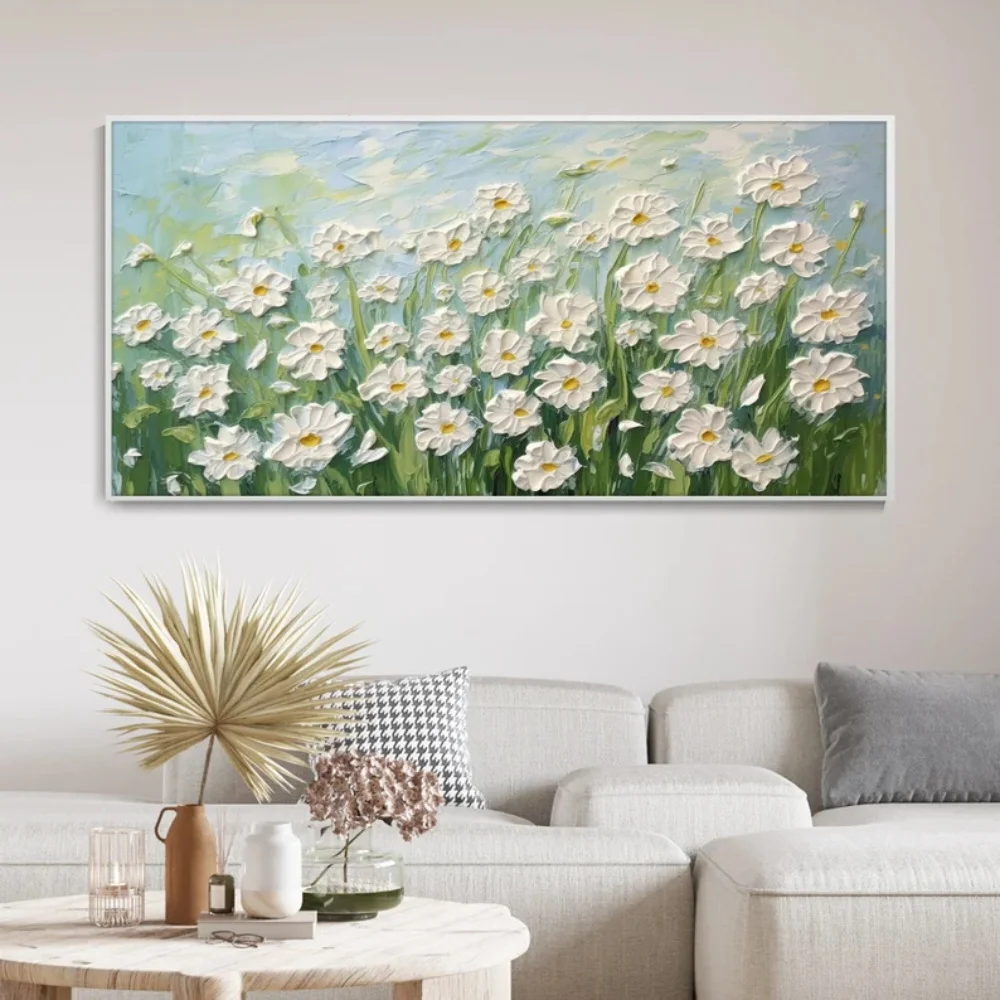 

Custom Hand Painted Heavy Paints Textured Canvas Colorful Natural Flower Landscape Oil Painting for Home Goods Wall Art Decor