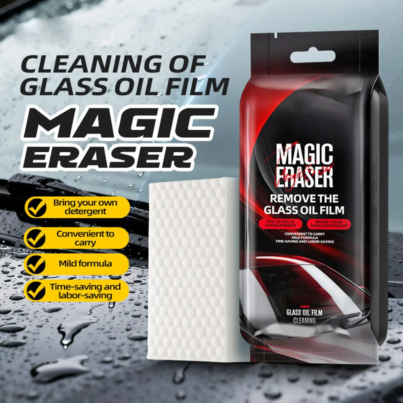 منظف فيلم زيت زجاجي للسيارة 5 قطع لوازم تنظيف السيارات إسفنجة تنظيف فيلم زيت السيارات للسائقين ورحلات الطريق الأسطول