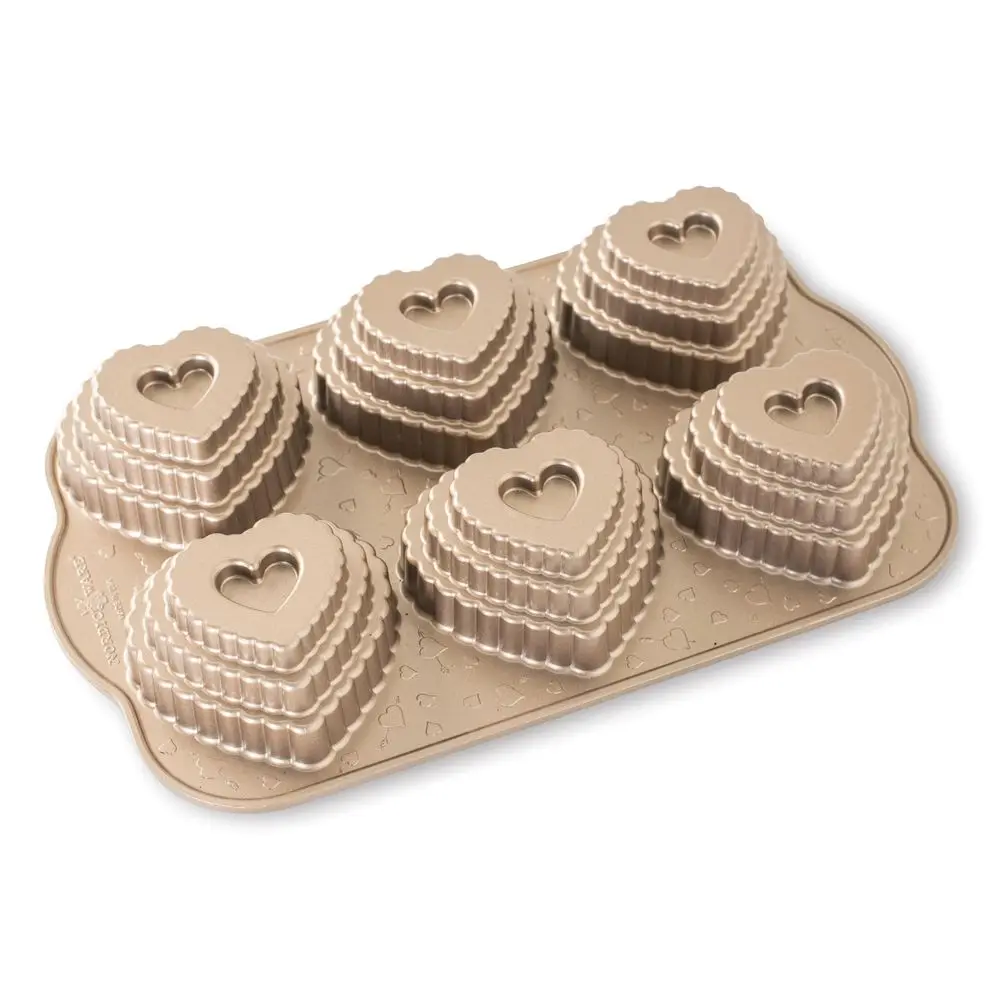 

Форма для выпечки Bundt Bakeware Tiered Heart Cakelets Toffee, 3Cup