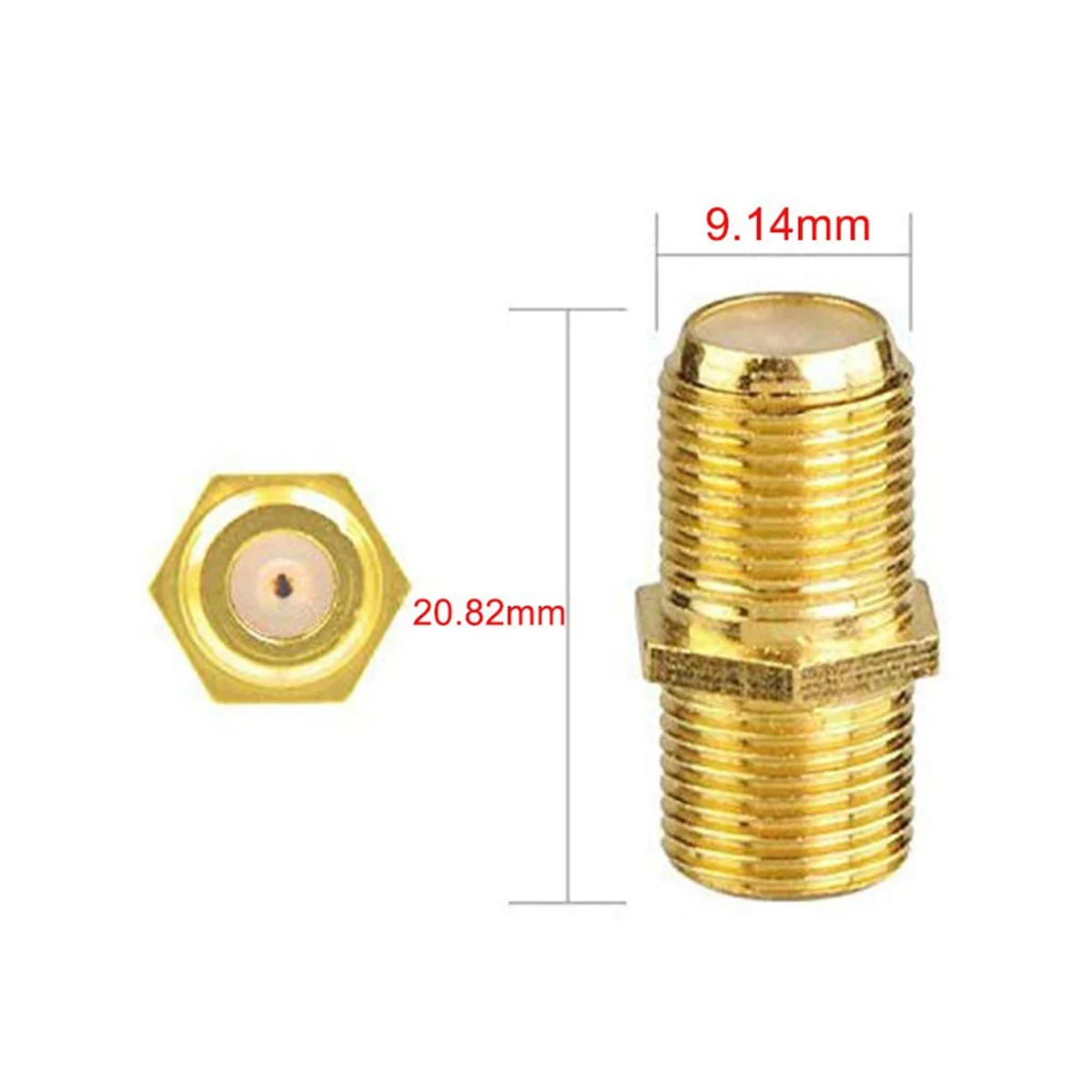 Conector de cabo coaxial de 5 pces, adaptador banhado a ouro tipo f rg6 fêmea para fêmea extensor de cabo coaxial para cabos de tv