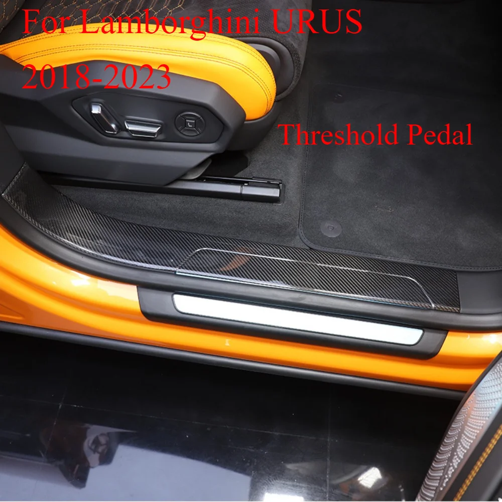 For Lamborghini URUS 2018-2023 Real Carbon Fiber Door External Threshold Pedal Protection Plate Decoration Car Accessories