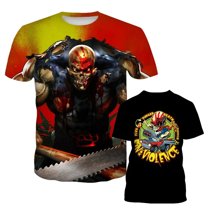 2024 New Arrival Popular Hip Pop T Shirt Men Women Five Finger Death Punch 3D Print Fashion Short Sleeve Tshirt