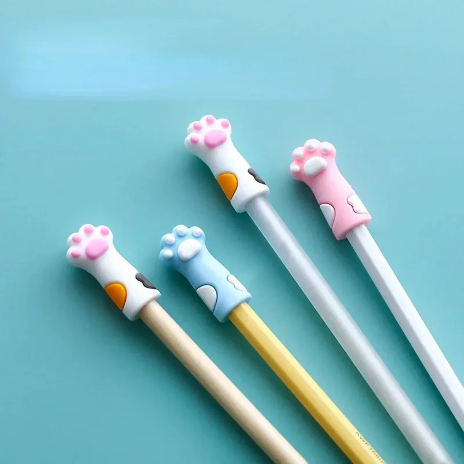 1Pcs Kawaii Cat Pencil Cap Cartoon Silicone Pen Topper Covers for Kids Cute Pencil Extender Stationery School Supplies