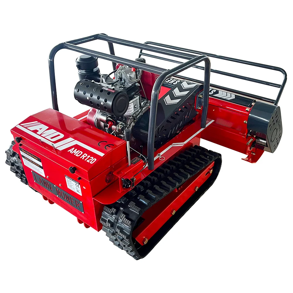 Kleiner Roboter-Rasenmäher, Breite 800 mm, 1000 mm, 1200 mm, ferngesteuerter Raupenmäher