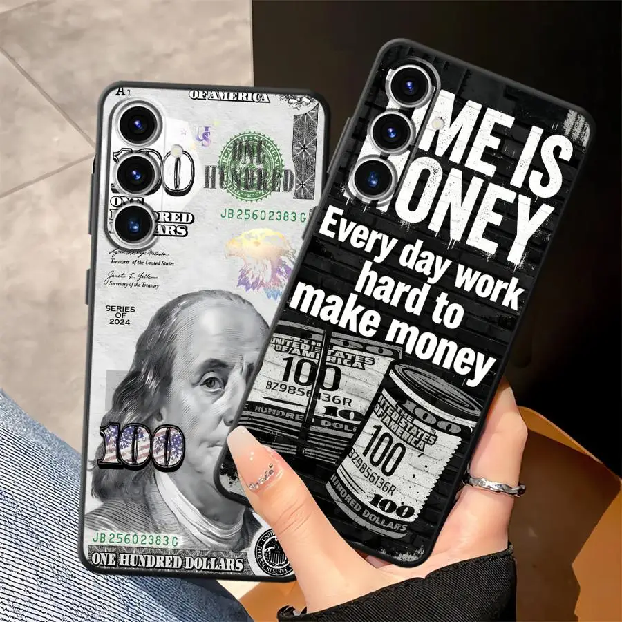 Time Is Money Pattern Phone Cover Case for Samsung Galaxy A36 A52 A06 A57 A15 A55 A05 A53 A17 A23 A25 A16 A73 A51 A37 A12 A13